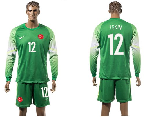 Turkey #12 Tekin Green Goalkeeper Long Sleeves Soccer Country Jersey - Click Image to Close